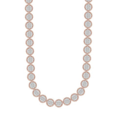 MEN'S NECKLACE 14.00CT ROUND/BAGUETTE DIAMOND 10K ROSE GOLD