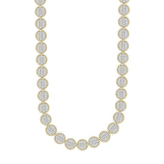 MEN'S NECKLACE 14.00CT ROUND/BAGUETTE DIAMOND 10K YELLOW GOLD