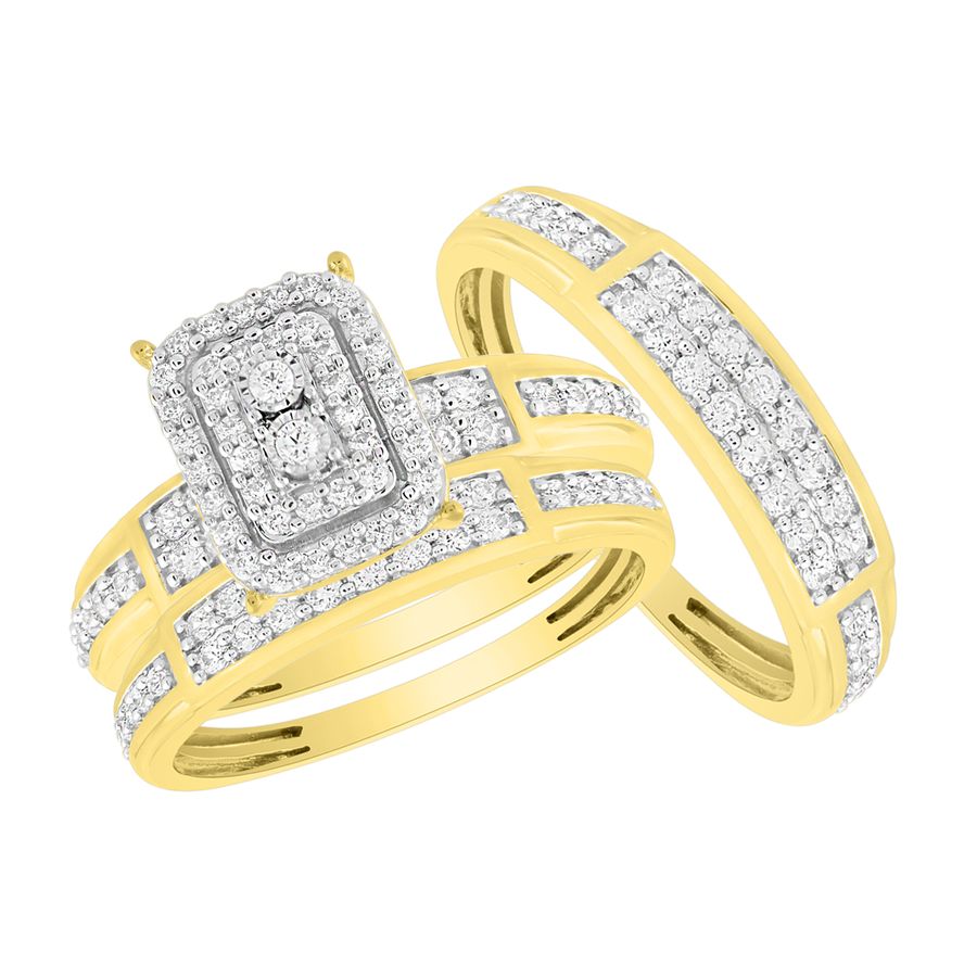 LADIES TRIOS 1.00CT ROUND DIAMOND 14K YELLOW GOLD