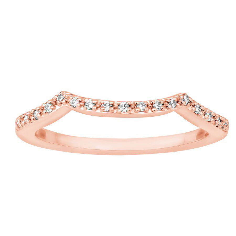 LADIES BAND 0.10CT ROUND DIAMOND 14K ROSE GOLD