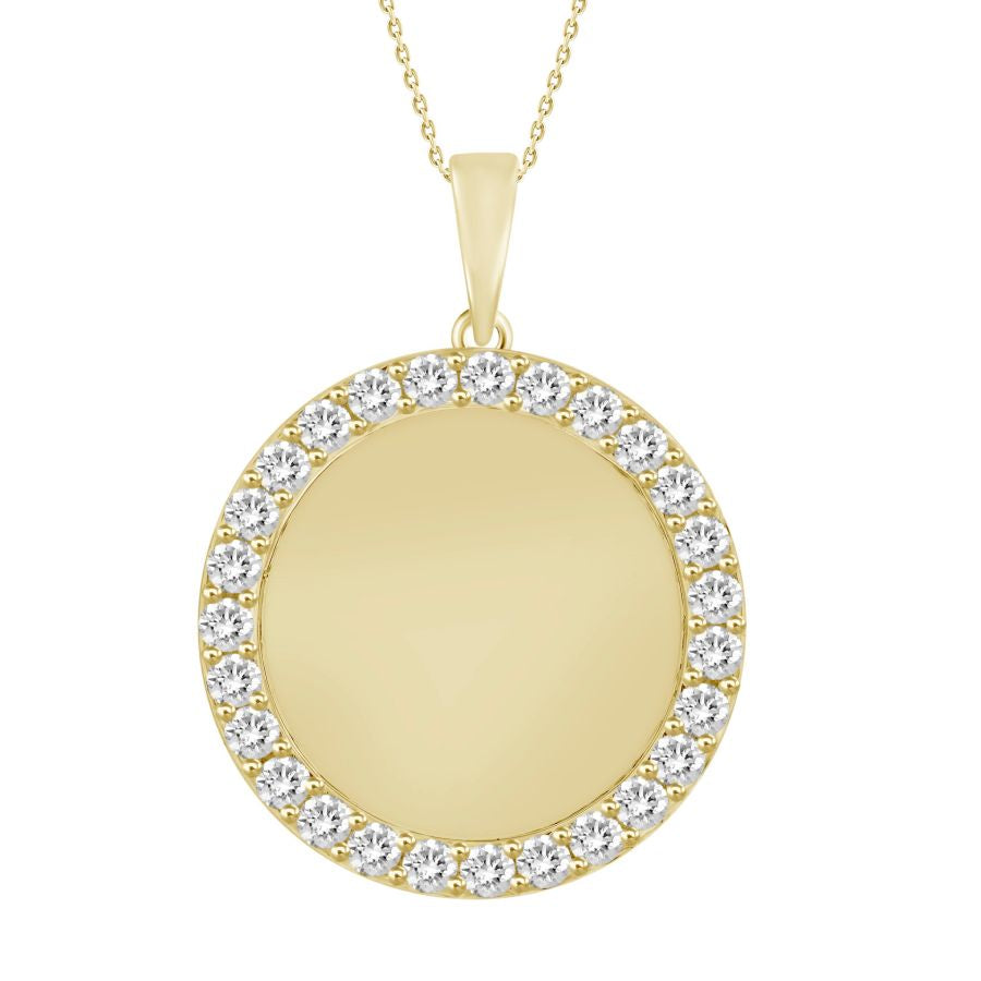 MEN'S PENDANT 1.50CT ROUND DIAMOND 10K YELLOW GOLD