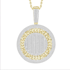 MEN'S PENDANT 2.00CT ROUND/BAGUETTE DIAMOND 10K YELLOW GOLD