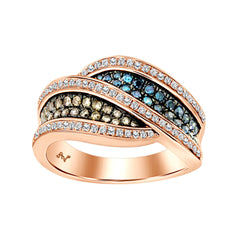 LADIES BAND 0.75CT ROUND DARK BROWN/BLUE DIAMOND 14K ROSE GOLD (SI QUALITY)