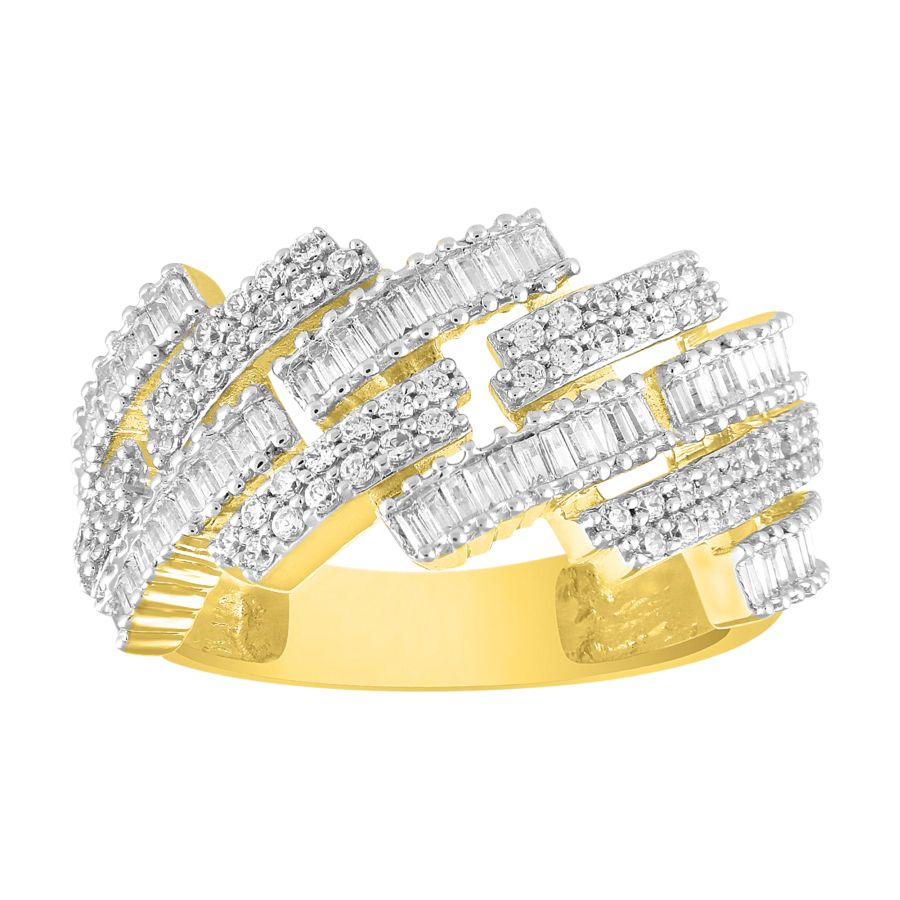 MEN'S BAND 1.00CT ROUND/BAGUETTE DIAMOND 10K YELLOW GOLD