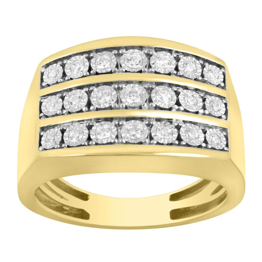 MEN'S RING 0.25CT ROUND DIAMOND 10K YELLOW GOLD