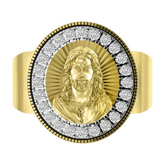 MEN'S RING 0.25CT ROUND DIAMOND 10K YELLOW GOLD