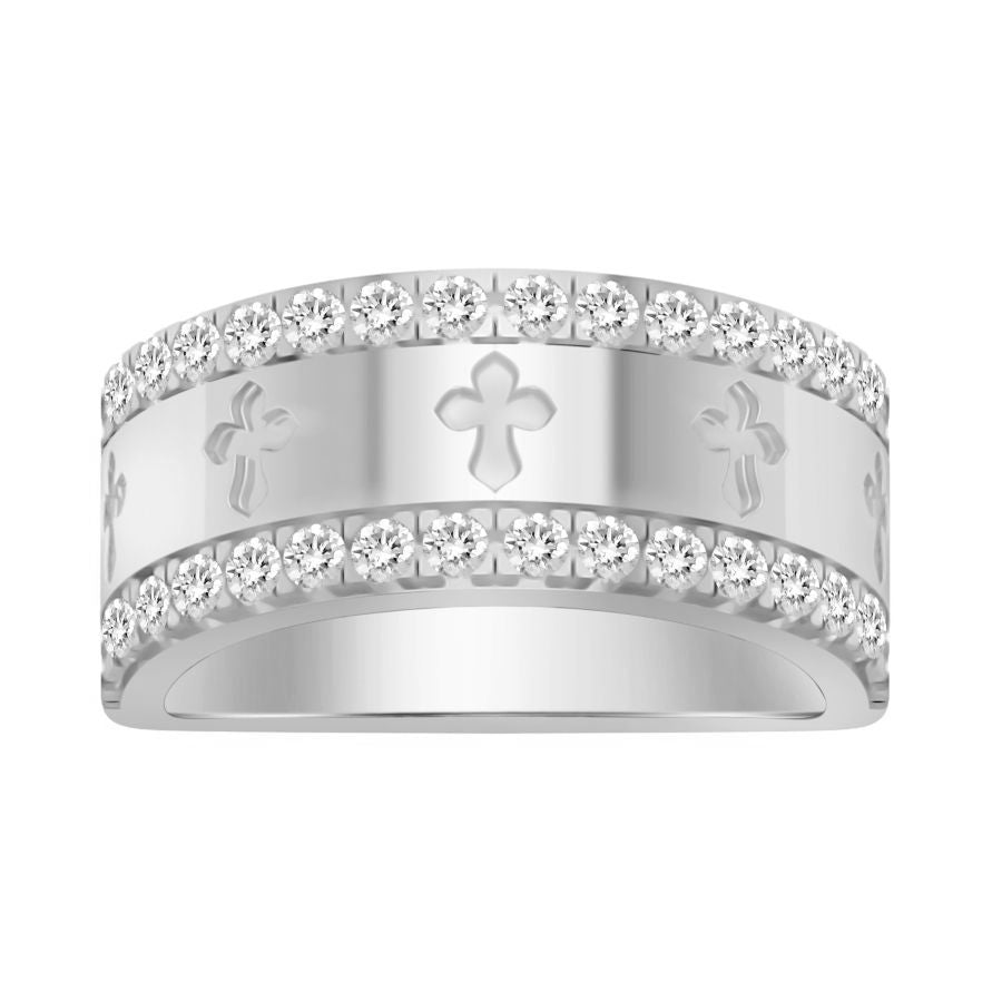 MEN'S BAND 0.50CT ROUND DIAMOND 10K WHITE GOLD