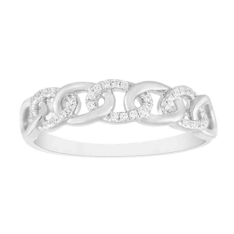 LADIES BAND 0.10CT ROUND DIAMOND 10K WHITE GOLD