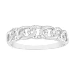 LADIES BAND 0.10CT ROUND DIAMOND 10K WHITE GOLD