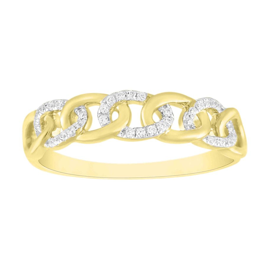 LADIES BAND 0.10CT ROUND DIAMOND 10K YELLOW GOLD