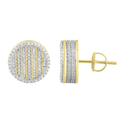 MEN'S STUD EARRINGS 0.50CT ROUND/BAGUETTE DIAMOND 14K YELLOW GOLD