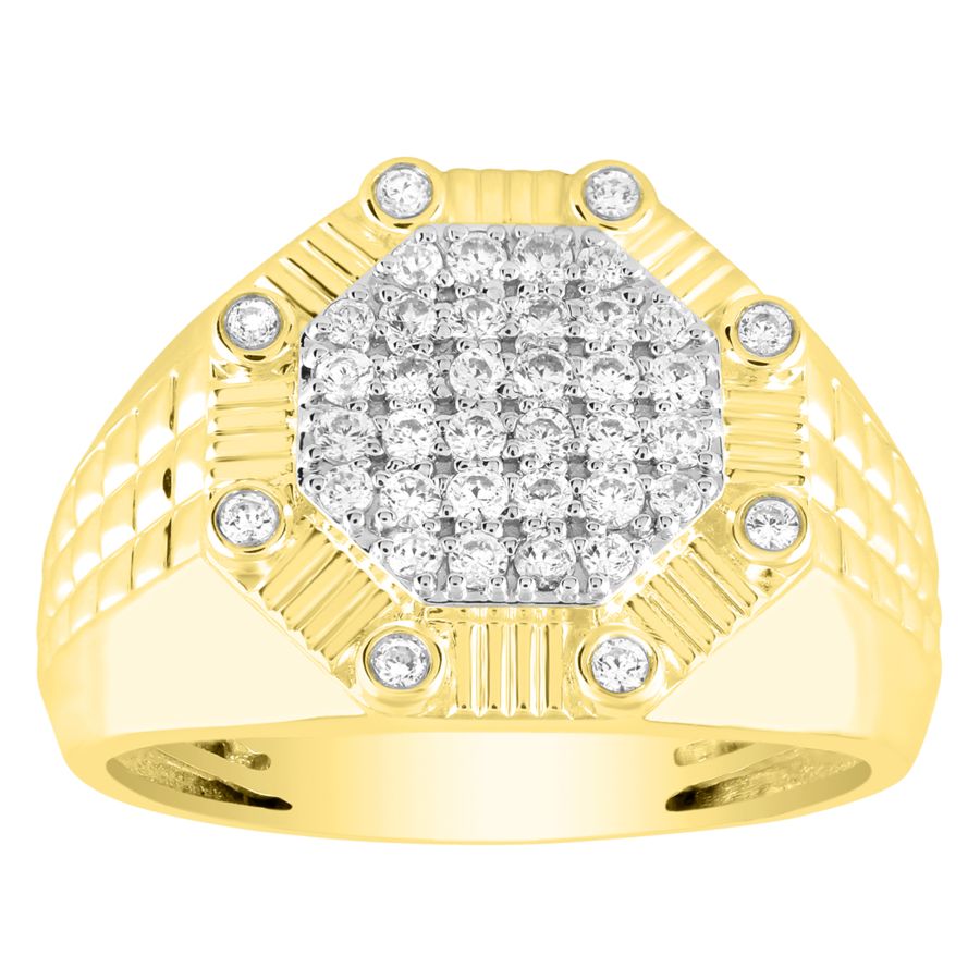 MEN'S RING 0.50CT ROUND DIAMOND 10K YELLOW GOLD