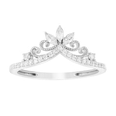 LADIES RING 0.25CT ROUND/MARQUISE DIAMOND 10K WHITE GOLD