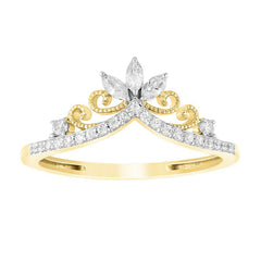 LADIES RING 0.25CT ROUND/MARQUISE DIAMOND 10K YELLOW GOLD