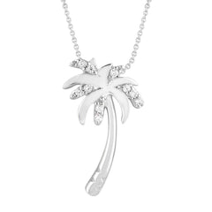 LADIES PENDANT 0.05CT ROUND DIAMOND 10K WHITE GOLD