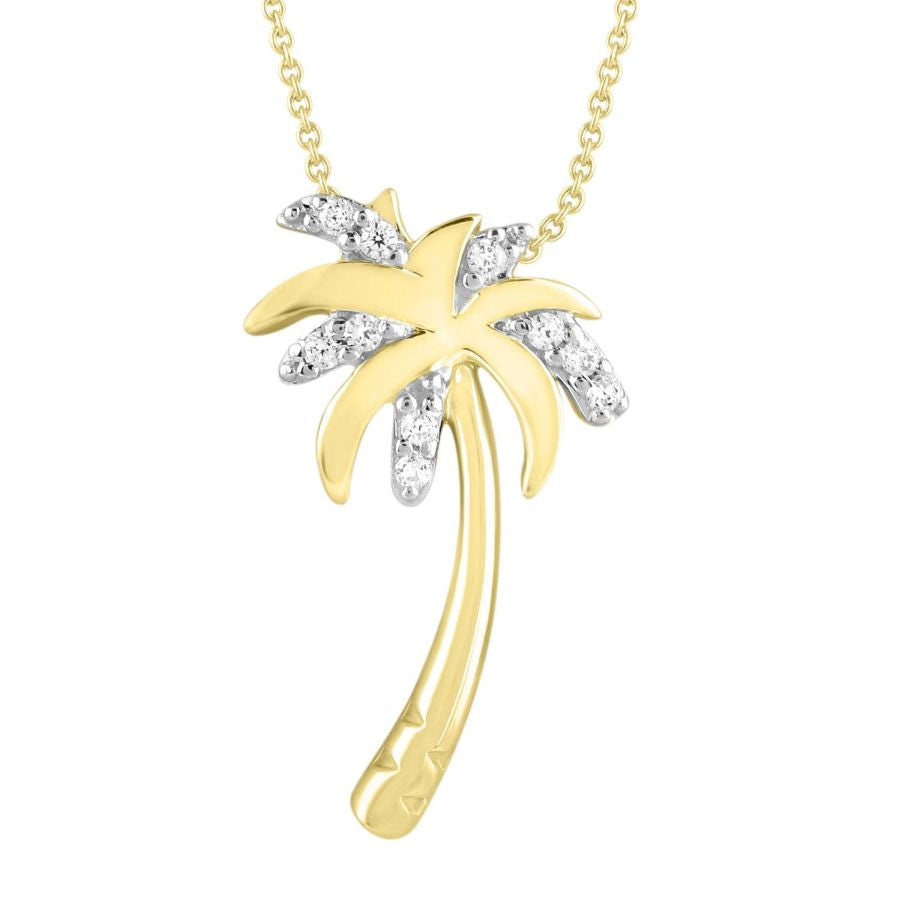 LADIES PENDANT 0.05CT ROUND DIAMOND 10K YELLOW GOLD