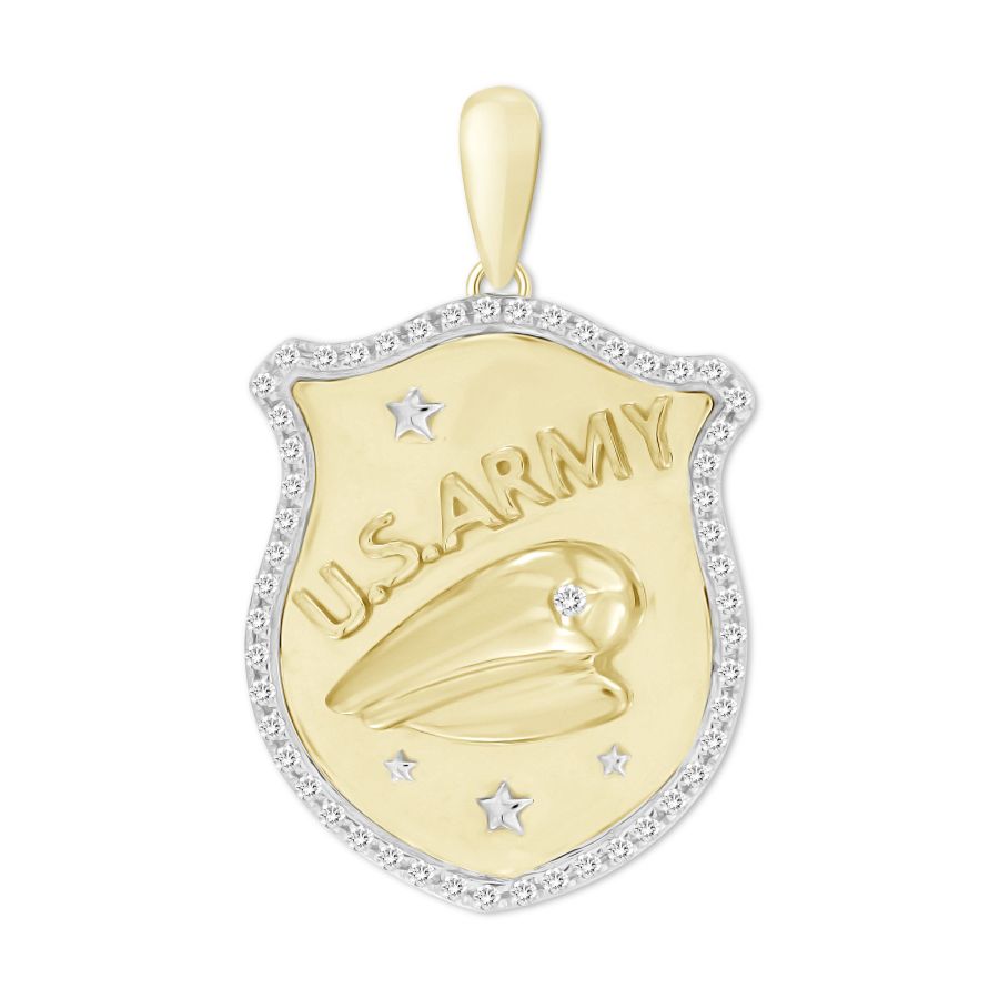 MEN'S PENDANT 0.15CT ROUND DIAMOND 10K YELLOW GOLD