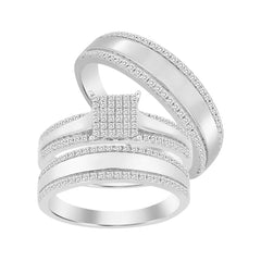 LADIES TRIOS SET 0.50CT ROUND DIAMOND 10K WHITE GOLD