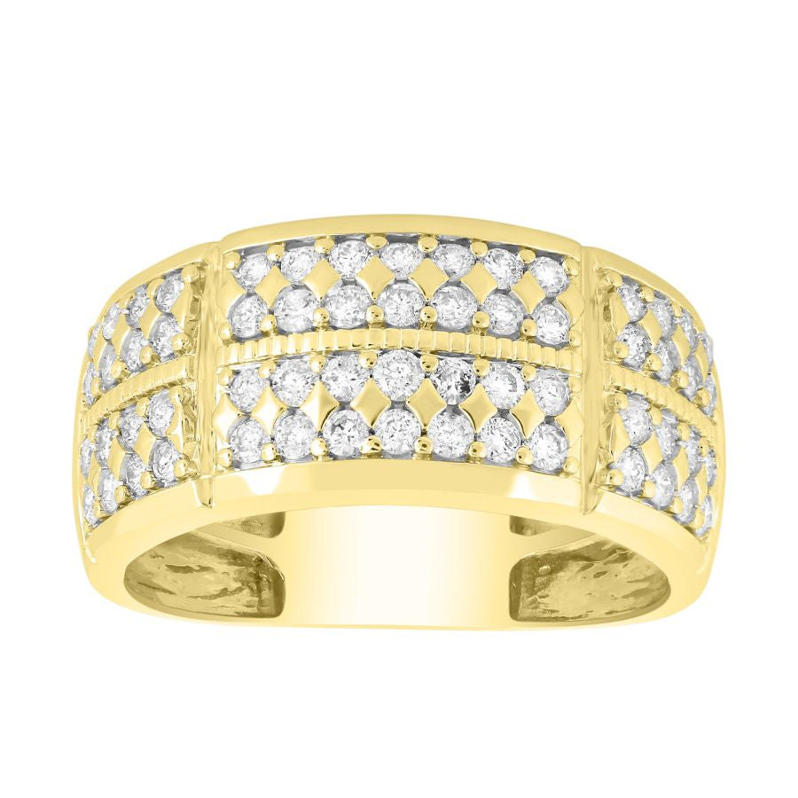 MEN'S BAND 1.00CT ROUND DIAMOND 10K YELLOW GOLD