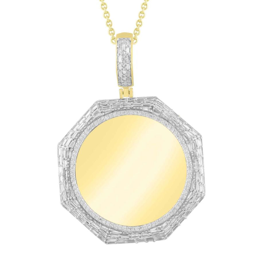 MEN'S PENDANT 1.50CT ROUND DIAMOND 10K YELLOW GOLD