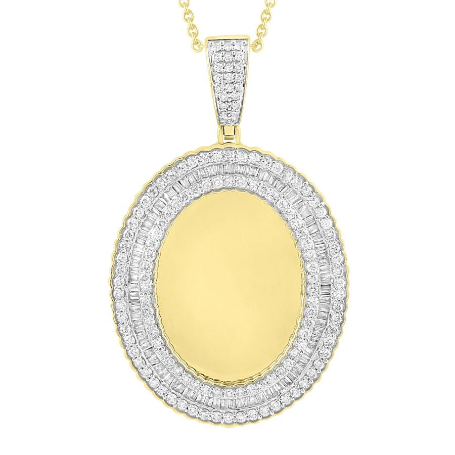 MEN'S PENDANT 2.50CT ROUND/BAGUETTE DIAMOND 10K YELLOW GOLD