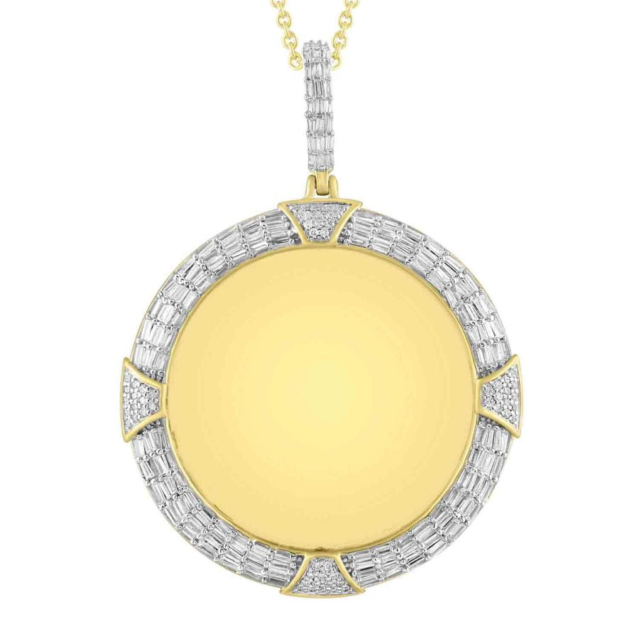 MEN'S PENDANT 1.75CT ROUND/BAGUETTE DIAMOND 10K YELLOW GOLD