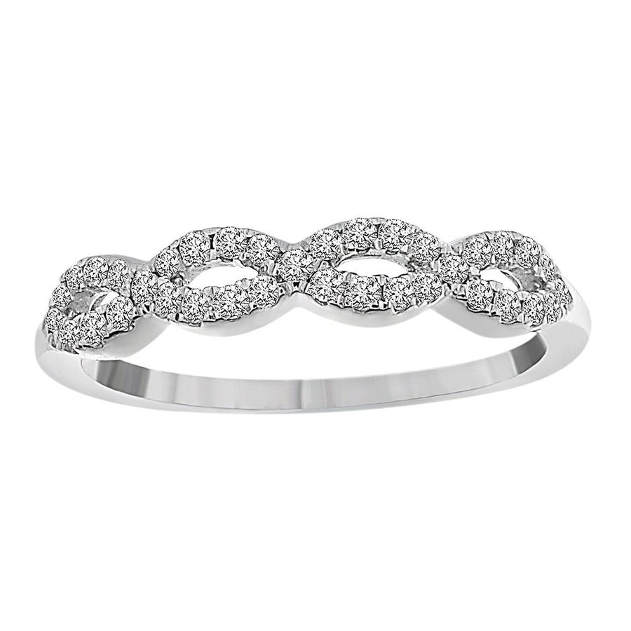 LADIES BAND 0.18CT ROUND DIAMOND 10K WHITE GOLD