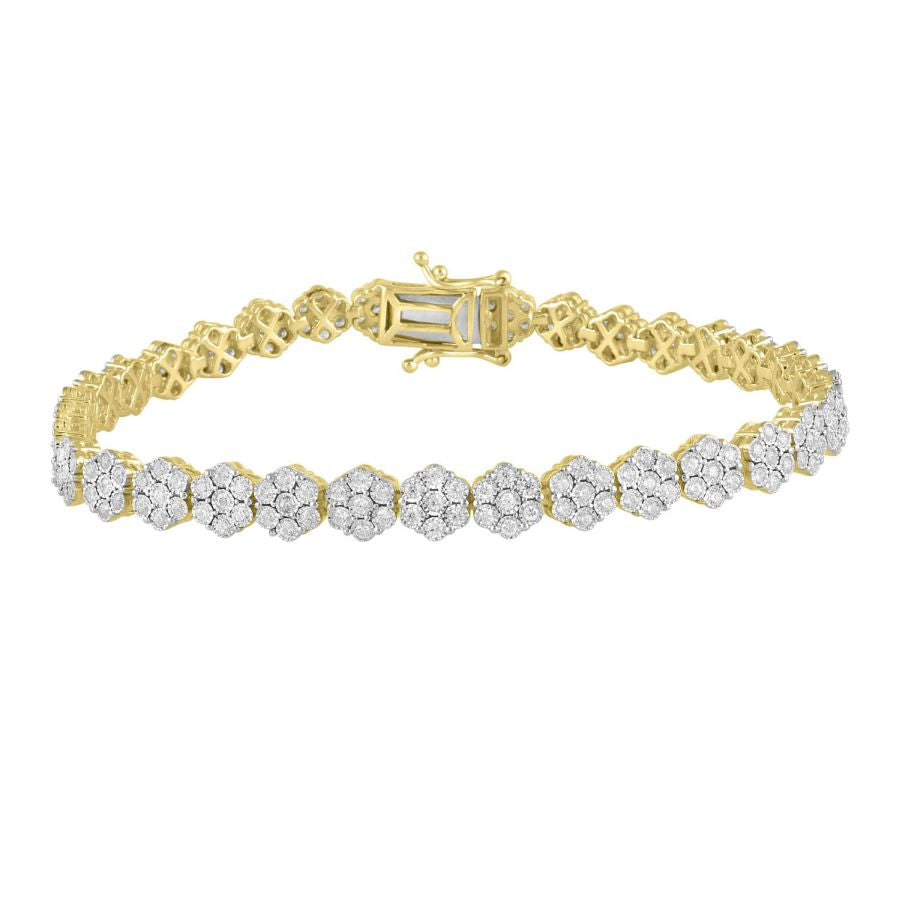 LADIES BRACELET 2.00CT ROUND DIAMOND 14K YELLOW GOLD