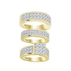 LADIES TRIO SET 3.00CT ROUND DIAMOND 14K YELLOW GOLD