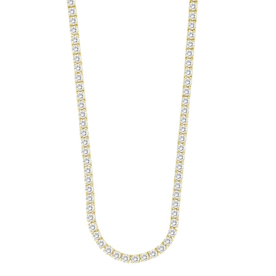 MEN'S NECKLACE 10.15CT ROUND DIAMOND 14K YELLOW GOLD