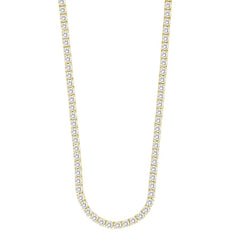 MEN'S NECKLACE 10.15CT ROUND DIAMOND 14K YELLOW GOLD