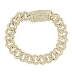 MEN'S BRACELET 11.60CT ROUND DIAMOND 14K YELLOW GOLD