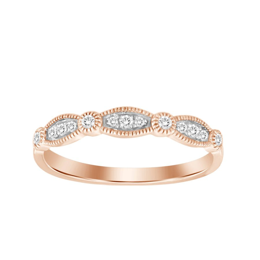 LADIES BAND ONLY 0.12CT ROUND DIAMOND 14K ROSE GOLD