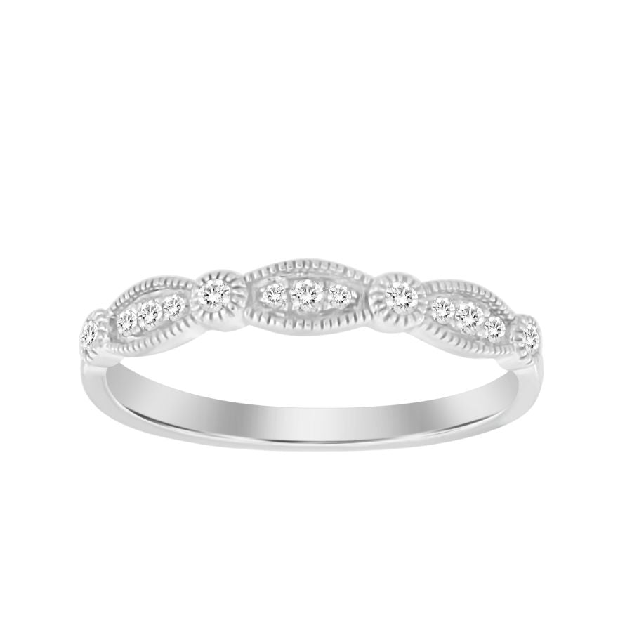 LADIES BAND ONLY 0.12CT ROUND DIAMOND 14K WHITE GOLD