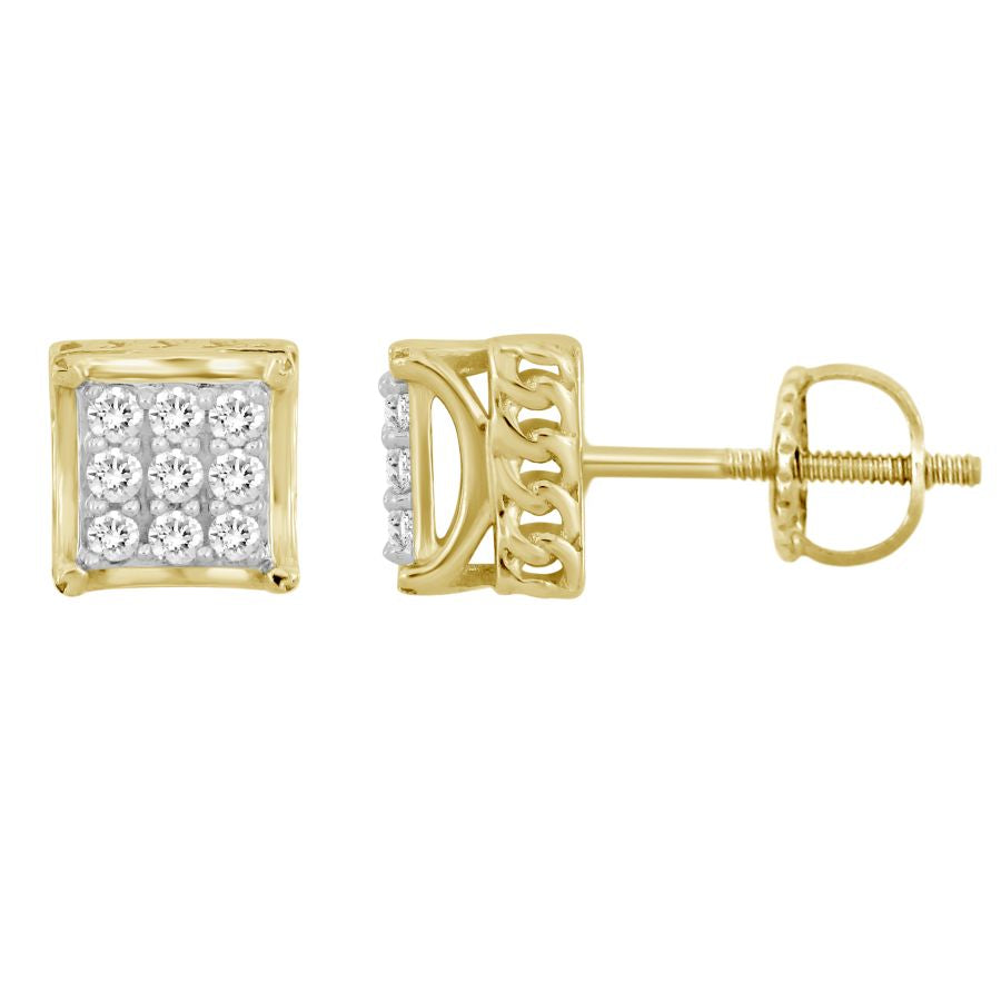 LADIES EARRINGS 0.25CT ROUND DIAMOND 10K YELLOW GOLD