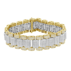 MEN'S BRACELET 14.50CT ROUND DIAMOND 14K YELLOW GOLD