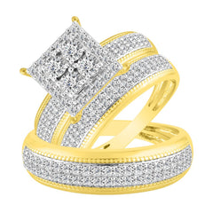 UNISEX TRIOS SET 1.00CT ROUND DIAMOND 10K YELLOW GOLD