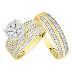 LADIES TRIOS SET 0.75CT ROUND DIAMOND 10K YELLOW GOLD