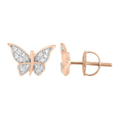 LADIES EARRINGS 0.07CT ROUND DIAMOND 10K ROSE GOLD