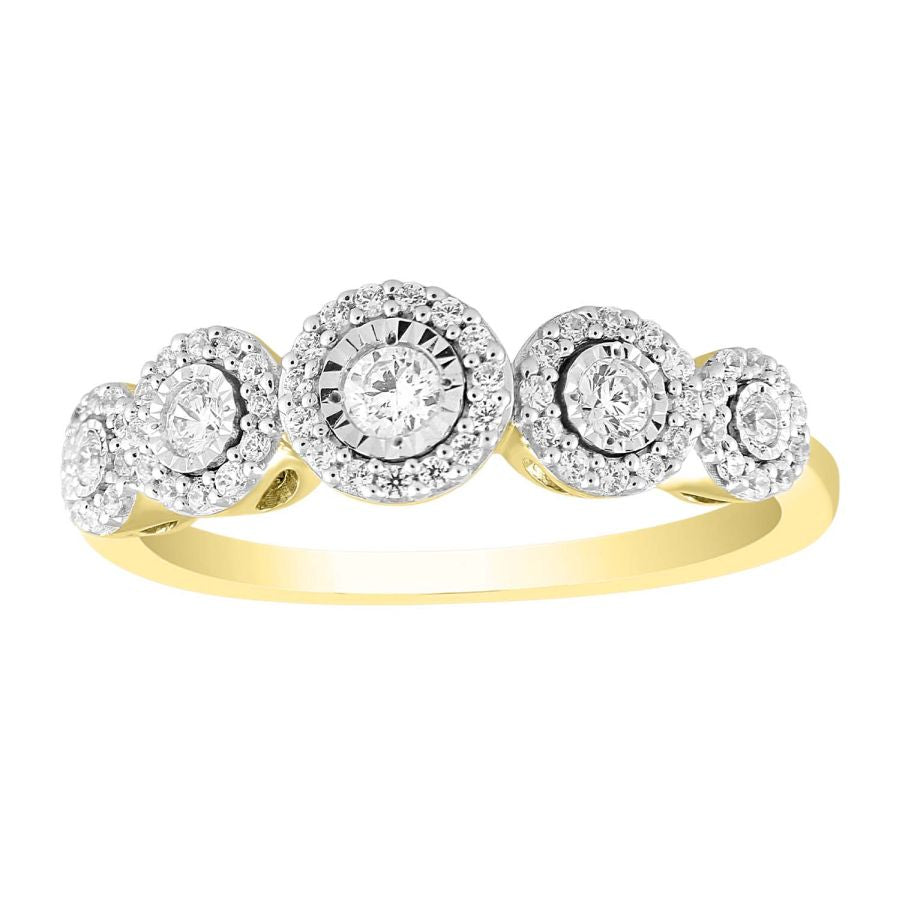 LADIES RING 0.33CT ROUND DIAMOND 10K YELLOW GOLD