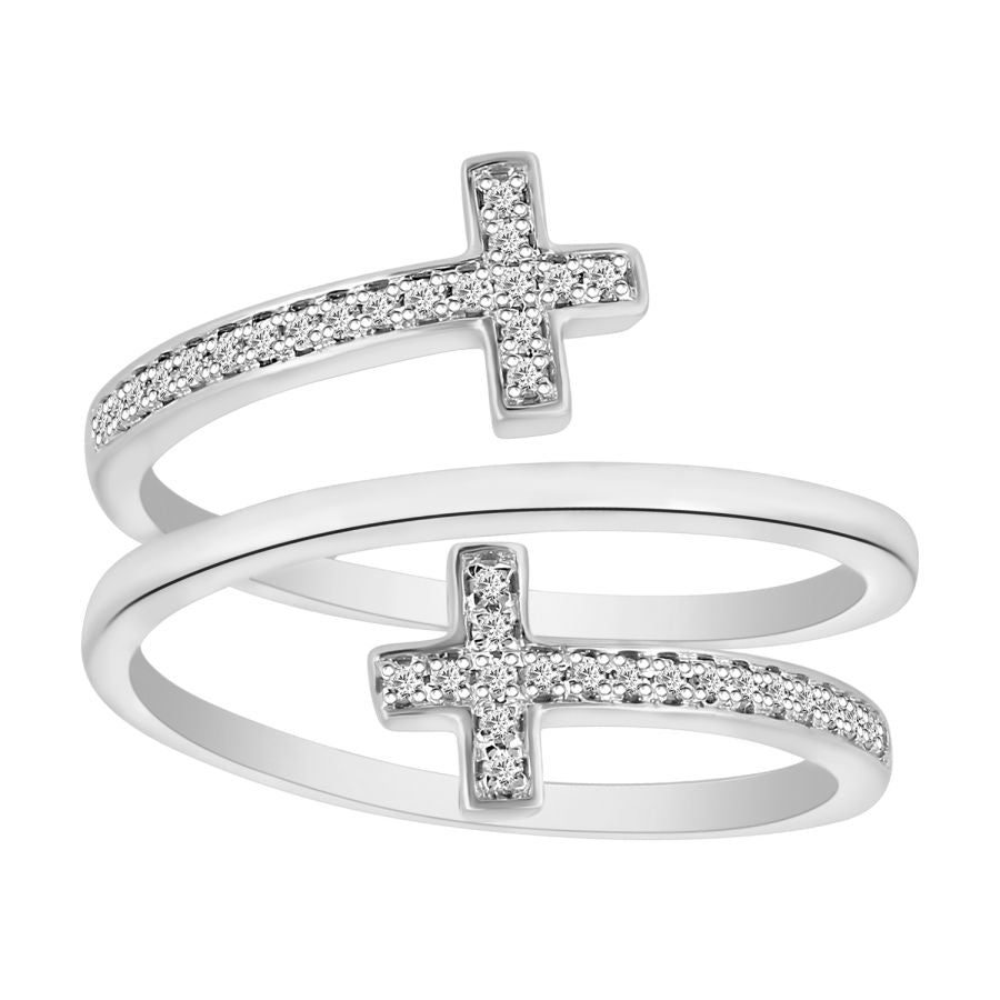 LADIES BAND 0.15CT ROUND DIAMOND 10K WHITE GOLD