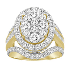 LADIES RING 3.00CT ROUND/BAGUETTE DIAMOND 10K YELLOW GOLD