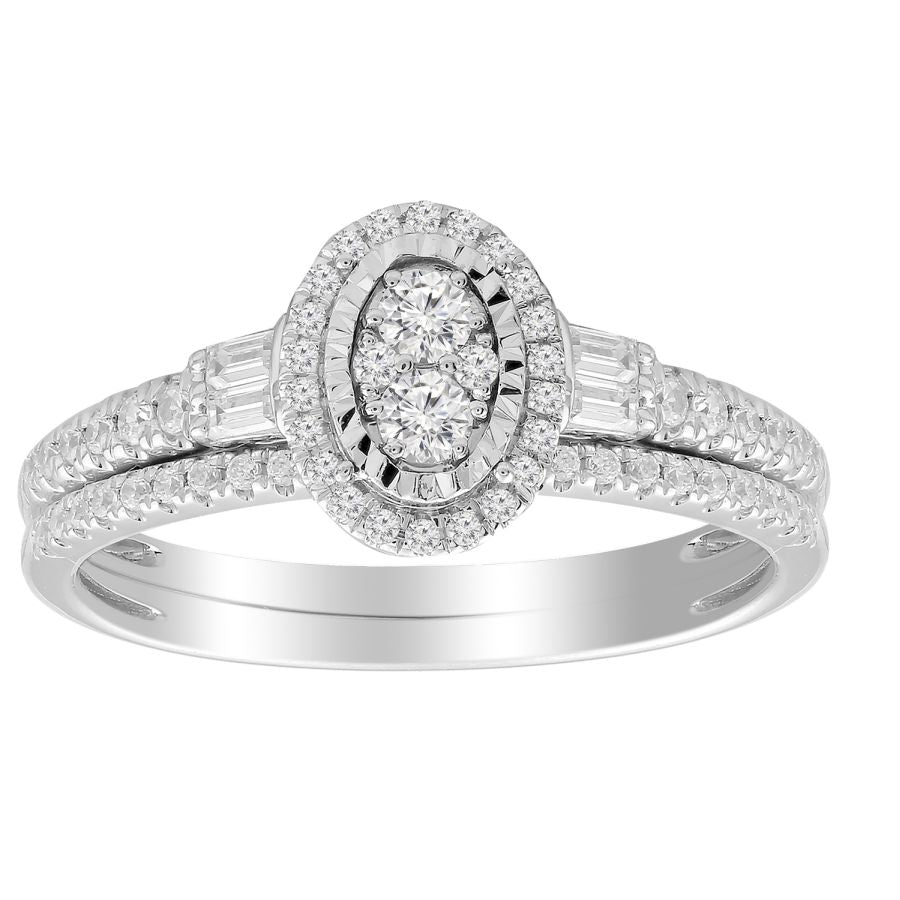 LADIES BAND 0.10CT ROUND DIAMOND 10K WHITE GOLD