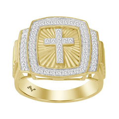 MEN'S RING 0.50CT ROUND DIAMOND 10K YELLOW GOLD