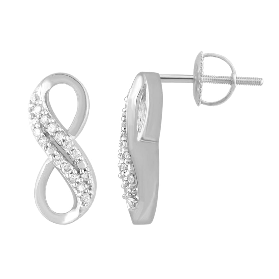 LADIES EARRINGS 0.12CT ROUND DIAMOND 10K WHITE GOLD