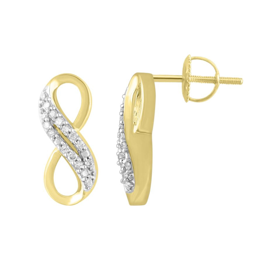 LADIES EARRINGS 0.12CT ROUND DIAMOND 10K YELLOW GOLD