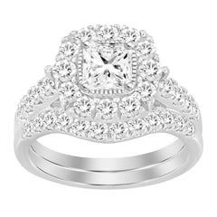 LADIES BRIDAL SET 2.00CT ROUND DIAMOND 14K WHITE GOLD (CENTER STONE 0.50CT PRINCESS DIAMOND)