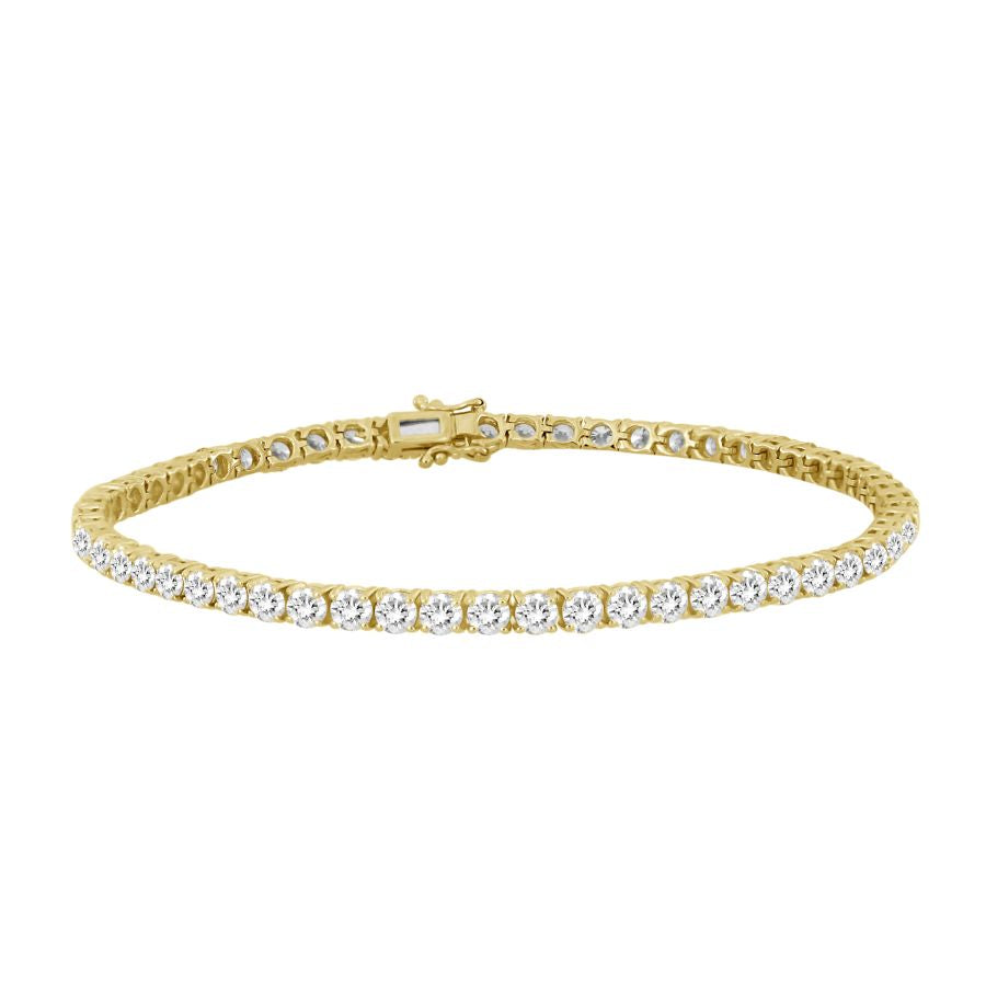 MEN'S BRACELET 6.40CT ROUND DIAMOND 10K YELLOW GOLD