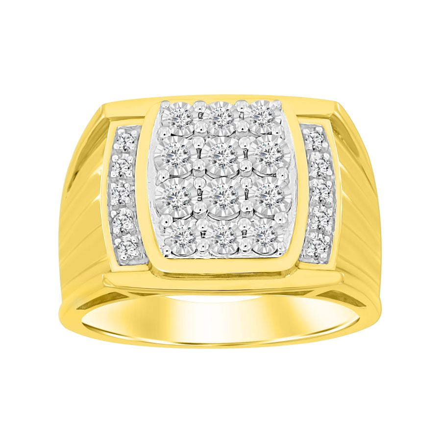 MEN'S RING 0.50CT ROUND DIAMOND 10K YELLOW GOLD