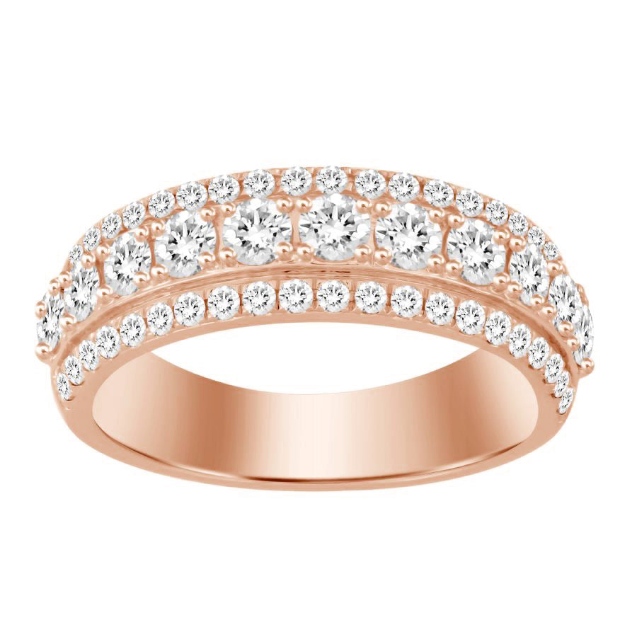 MEN'S BAND 1.85CT ROUND DIAMOND 10K ROSE GOLD